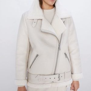 Zara fleece double faced biker jacket